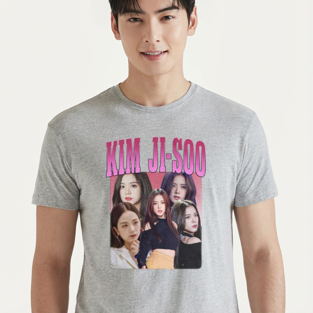 Camiseta Kim Ji-Soo BLACKPINK cinza