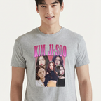 Camiseta Kim Ji-Soo BLACKPINK cinza