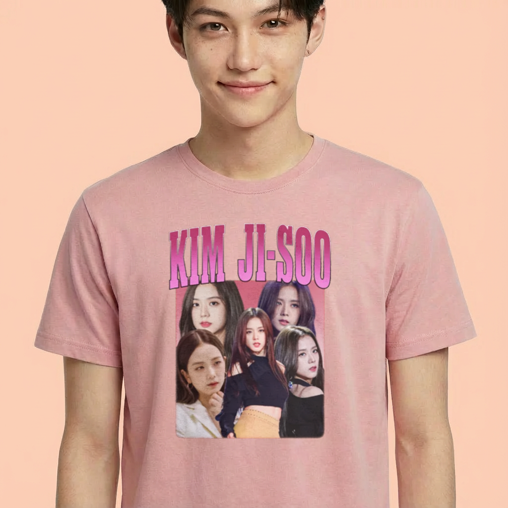 Camiseta camiseta-basico-kim-ji-soo-blackpink - Rosa