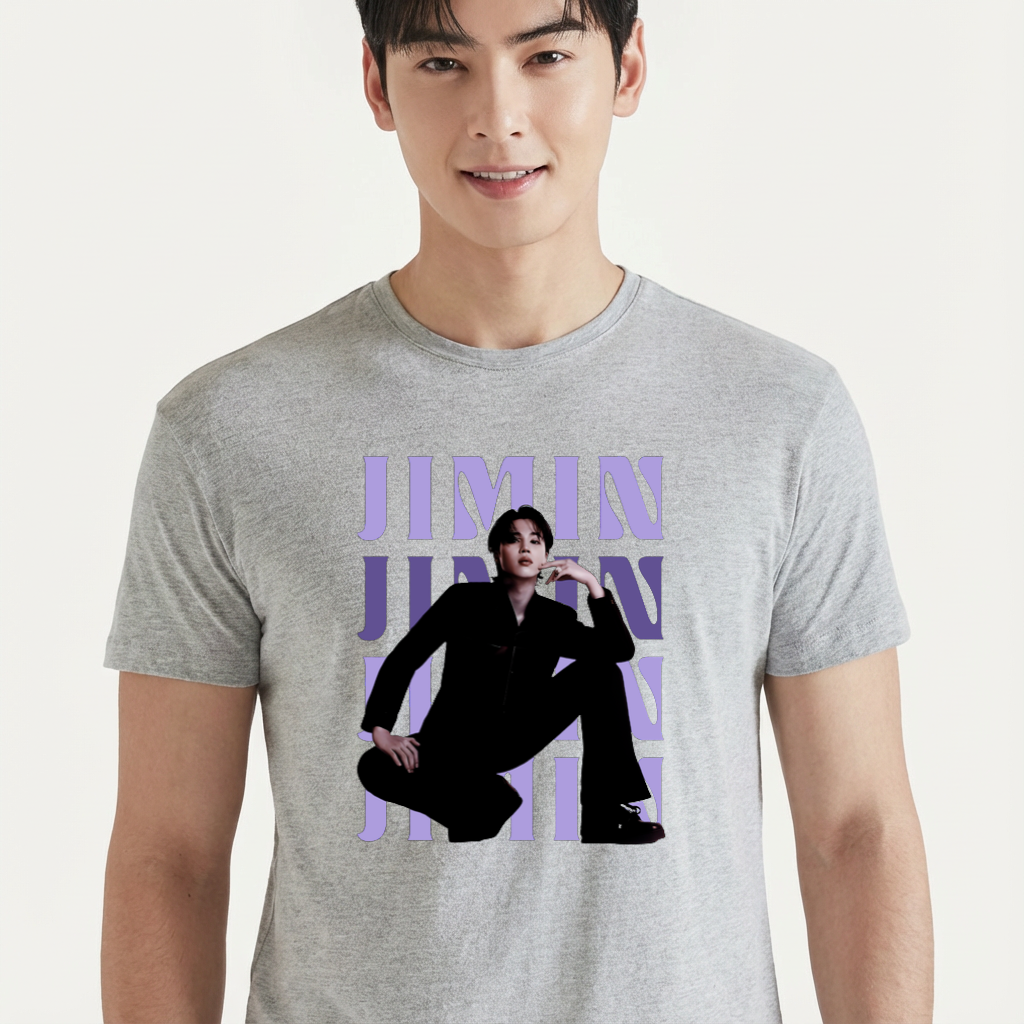 Camiseta cmiseta-basica-jimin-bts-purple - Cinza