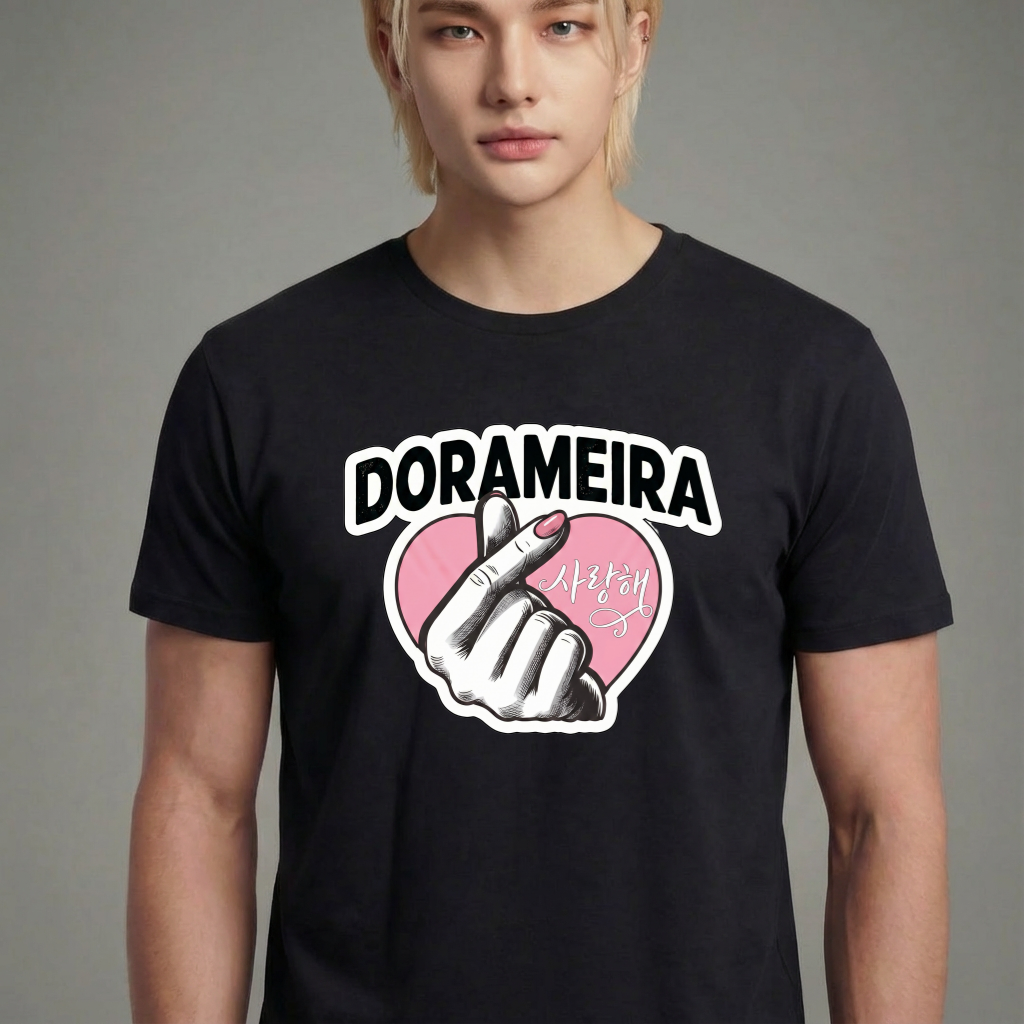 Camiseta Dorama Dorameira Finger Heart - Preta (2)