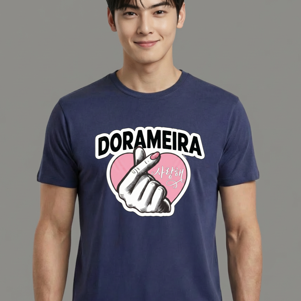 Camiseta Dorama Dorameira Finger Heart - Marinho (5)