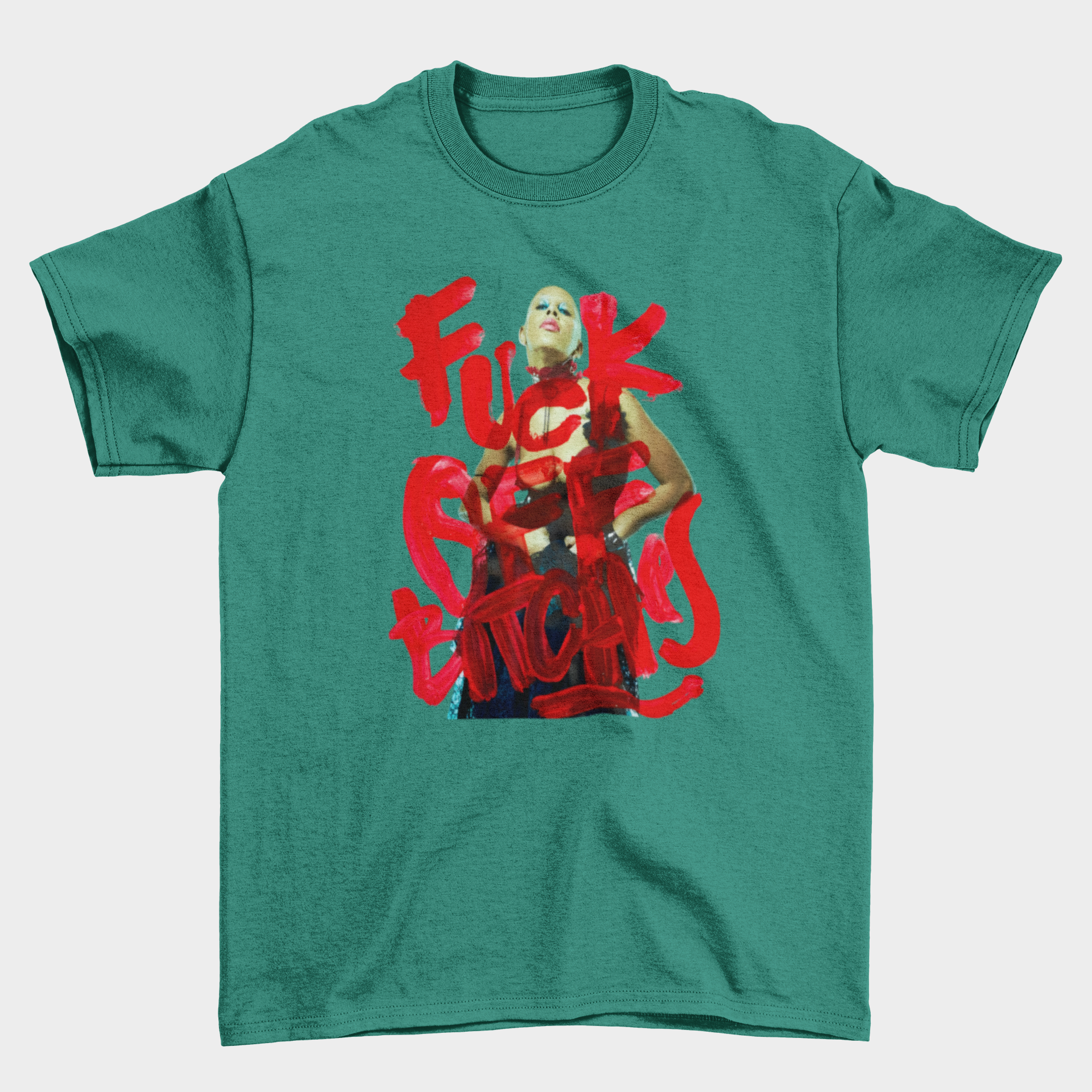 Camiseta Básica Doja Cat F*ck Off The Bitches - Verde