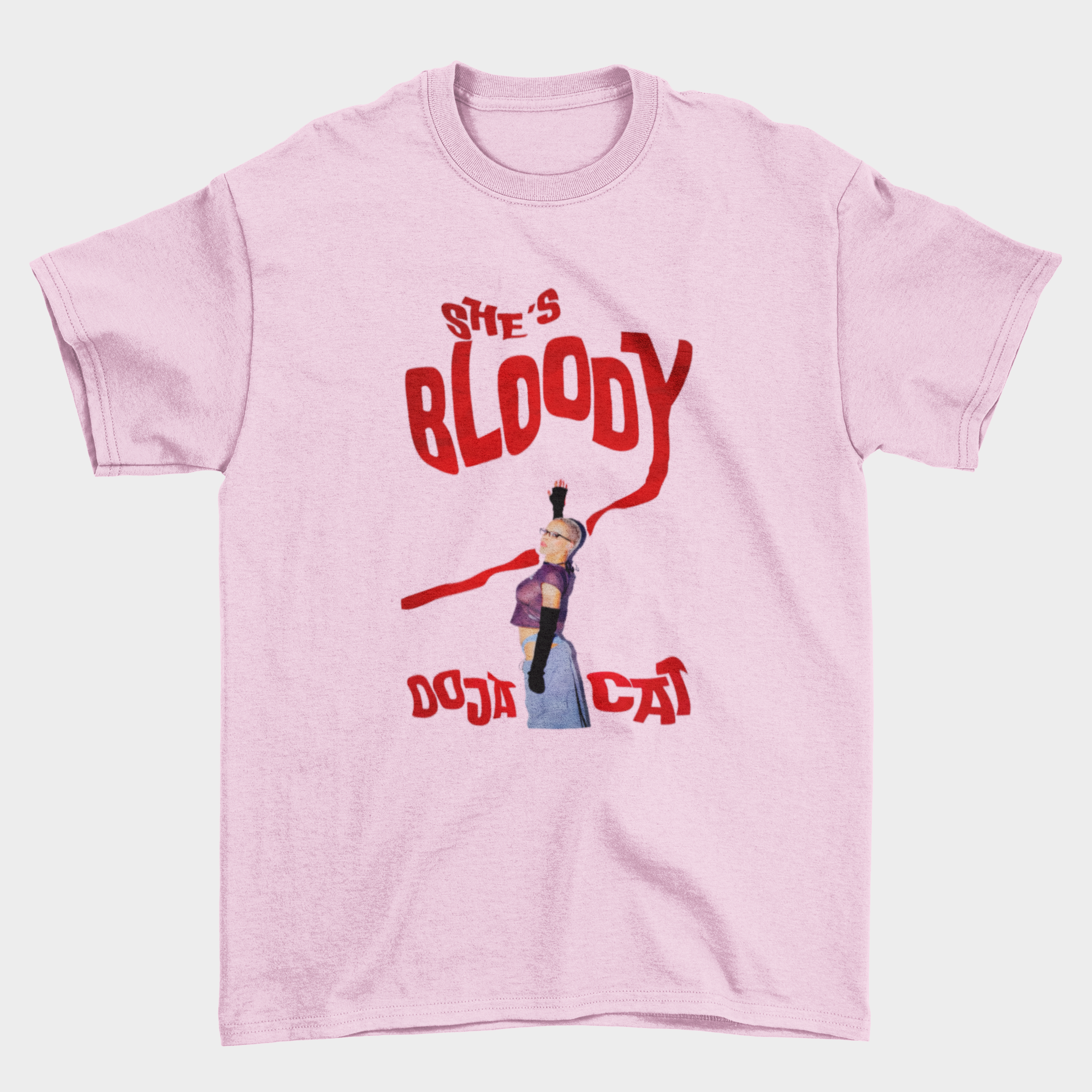 Camiseta Básica Doja Cat She's Bloody - Rosa bebe
