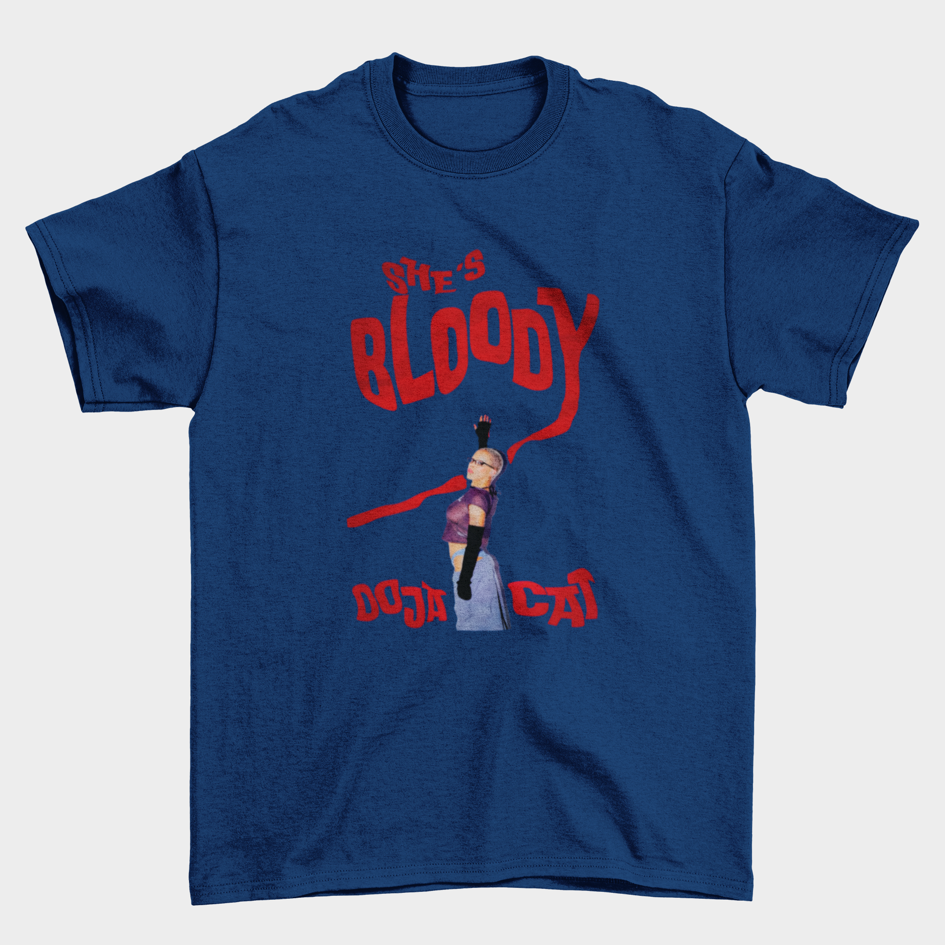 Camiseta Básica Doja Cat She's Bloody - Azul-marinho