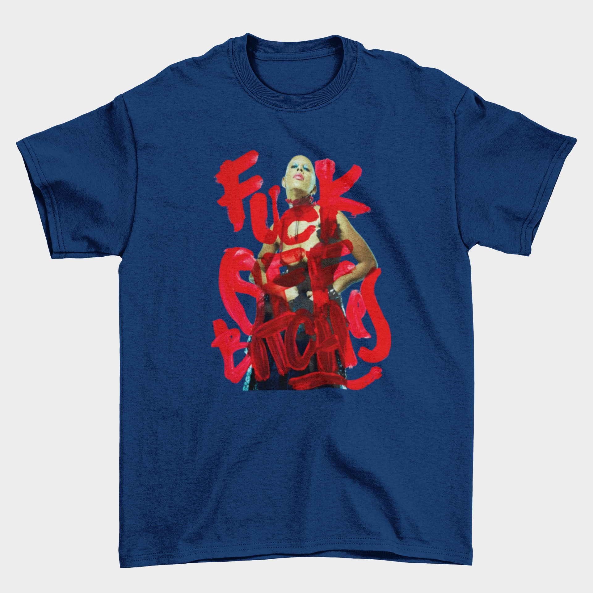 Camiseta Básica Doja Cat F*ck Off The Bitches - Azul-marinho