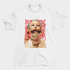 Camiseta Doja Cat Rosto Psicodélico branca